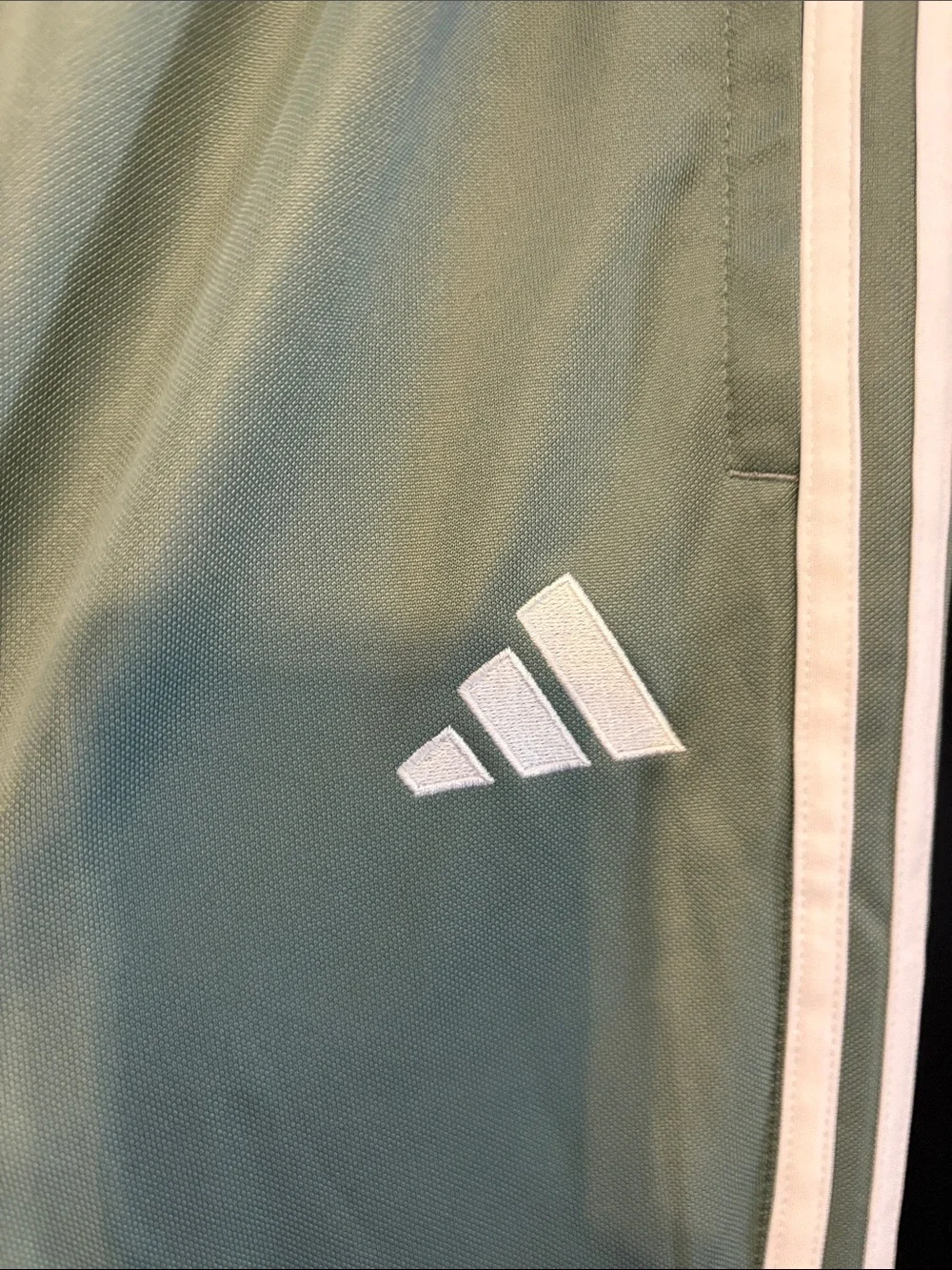 adidas Light Sage Green Joggers with White Side Stripes